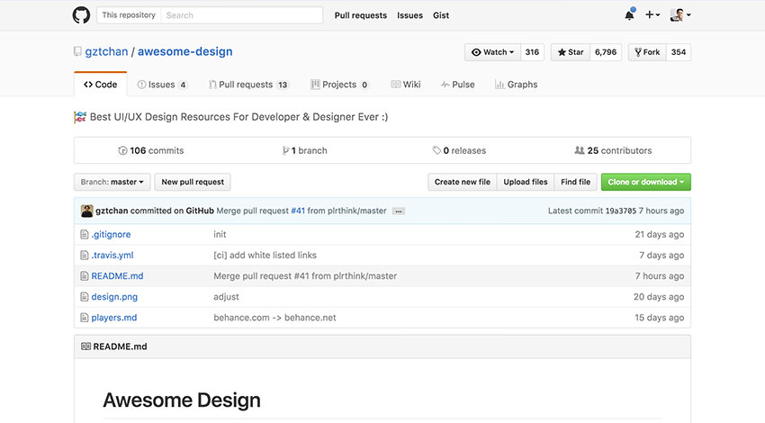 Github repository of Awesome Design
