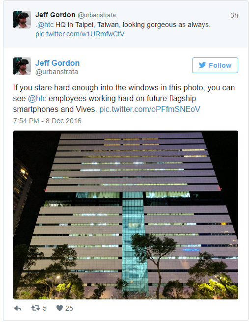 
- Đây là tổng bộ của HTC tại Đài Bắc – Đài Loan. Trong tuyệt đẹp khi ngắm nhìn từ xa.

 

- Khi nhìn vào những cánh cửa sổ kia, nếu bạn tinh ý, chúng ta sẽ thấy đượ những nhân viên HTC đang làm việc cật lực trên Vives và nghiên cứu flagship cho tương lai.
