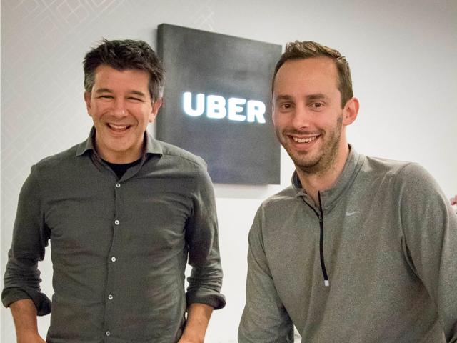 
CEO Uber - ông Travis Kalanick (trái), và Anthony Lewandowski.​
