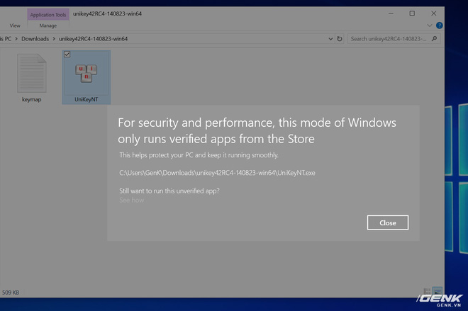 Do hạn chế của Windows 10 S, các ứng dụng như UniKey hay GoTiengViet không thể chạy được