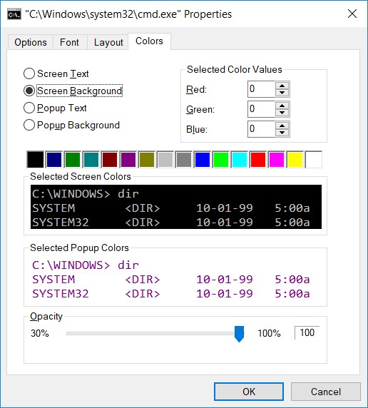 CMD.exe đã cho phép người dùng tùy chỉnh màu nền và màu chữ nhưng vẫn rất khó đọc
