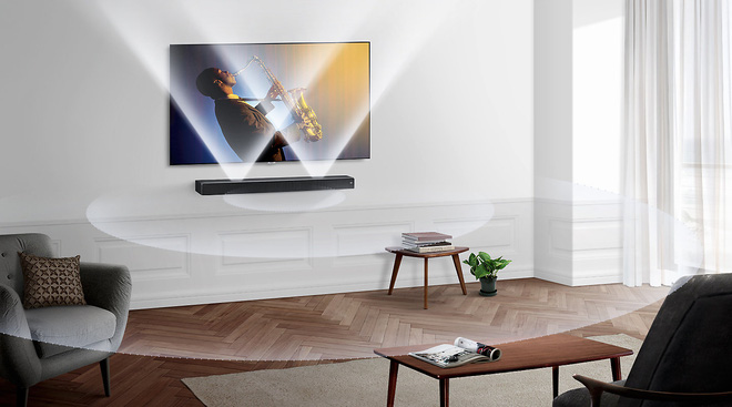 Samsung Soundbar Sound+ MS 750 với thiết kế tinh gọn và hệ thống âm thanh chất lượng