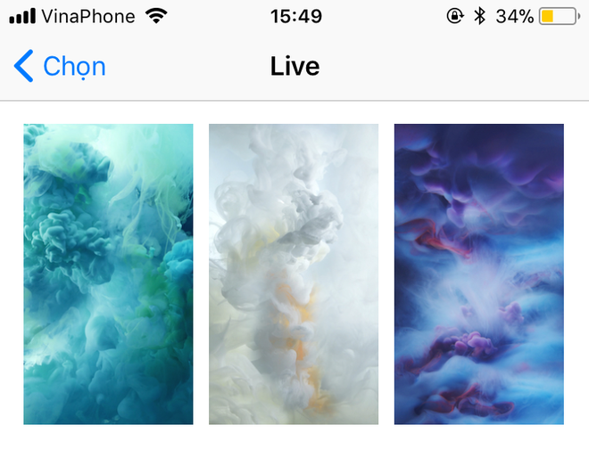 Những hình nền động (Live Wallpaper) cá chọi, đi kèm với iPhone 6s trở lên đã bị gỡ bỏ. Người dùng giờ đây chỉ còn 3 hình nền khói để lựa chọn​