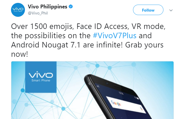 Vivo không ngần ngại dùng tên gọi Face ID để nói về V7+.