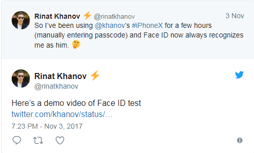 Tôi dùng iPhone X của anh trai được vài tiếng (bằng cách nhập mã), thế là Face ID nhận nhầm tôi là Khanov luôn.