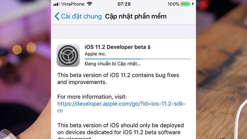 Cài đặt phiên bản iOS 11.2