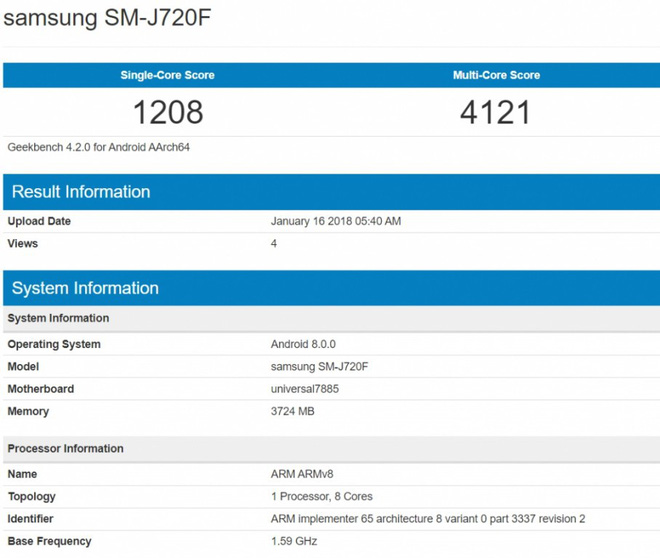 Galaxy J8 (2018) lộ cấu hình chi tiết trên Geekbench và GFXBench - Ảnh 1.