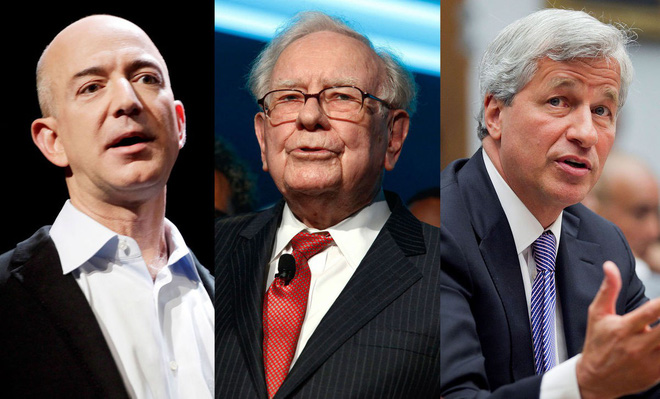 CEO Jeff Bezos, tỷ phú Warren Buffett và Chủ tịch Jamie Dimon của JPMorgan.