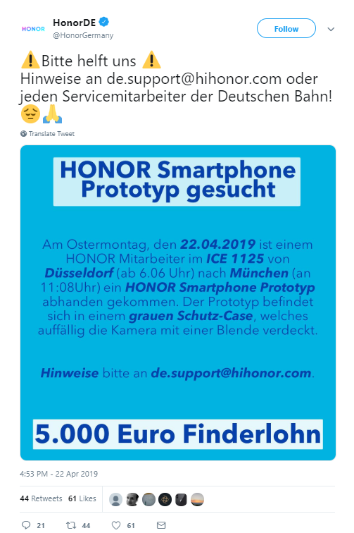 Bị mất mẫu thử smartphone, Honor trao giải 5000 EUR cho ai tìm được và đem trả - Ảnh 2.