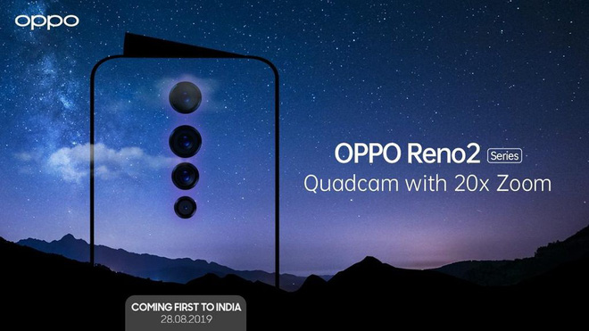 OPPO Reno 2 sẽ có zoom 20x, 4 camera sau, ra mắt ngày 28 tháng 8 - Ảnh 1.