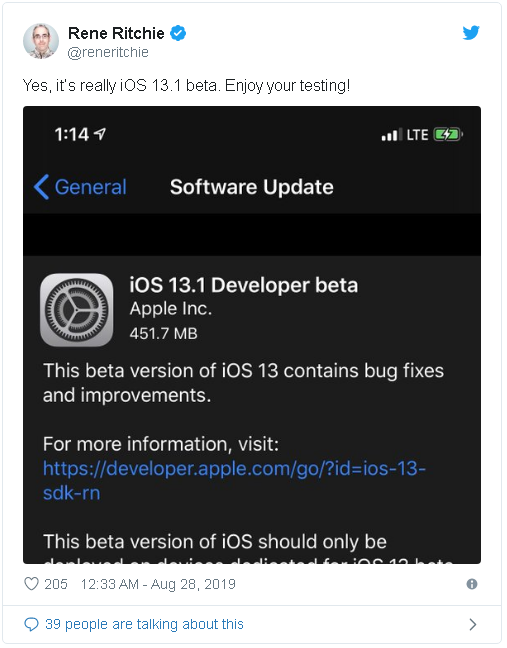 iOS 13 chưa ra mắt chính thức, Apple đã cho phép cập nhật phiên bản iOS 13.1 beta - Ảnh 2.