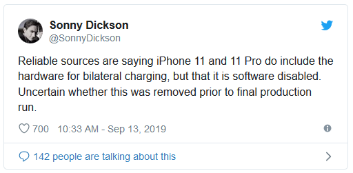 iPhone 11 có thể sạc ngược nhưng dường như Apple đã vô hiệu hóa tính năng đó - Ảnh 1.