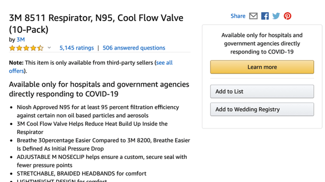 Ưu tiên cung cấp cho bệnh viện, các cơ quan chính phủ, Amazon dừng bán khẩu trang N95 cho người dùng - Ảnh 2.