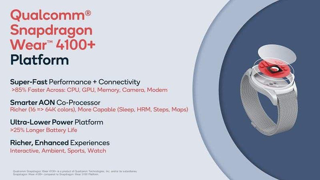 Qualcomm ra mắt chip xử lý Snapdragon Wear 4100 và 4100+, tăng thêm 85% sức mạnh cho smartwatch - Ảnh 2.