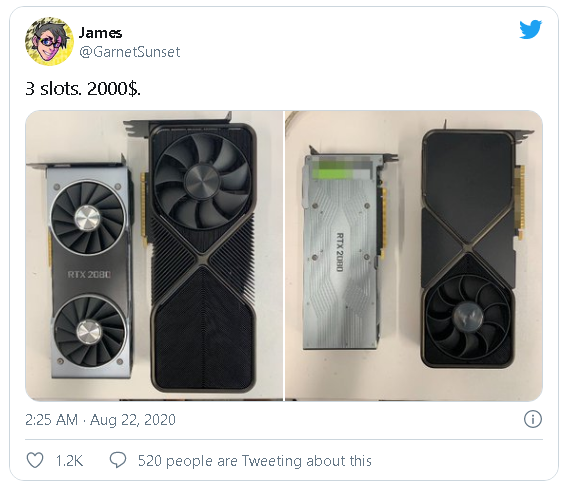 Quái thú Nvidia RTX 3090 lộ diện, to gần gấp đôi RTX 2080, thiết kế tản nhiệt mới, giá 2.000 USD - Ảnh 1.