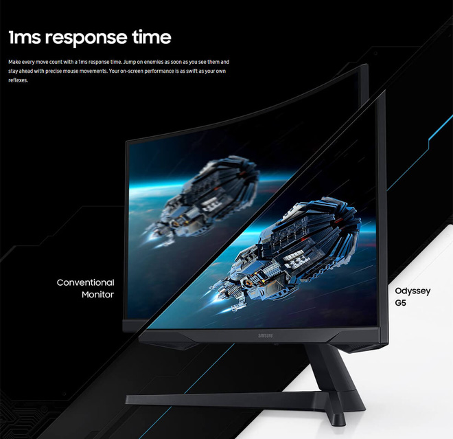 Samsung ra mắt màn hình gaming cong Odyssey G5 tại VN: Độ phân giải 2K, tần số quét 144Hz, HDR10... - Ảnh 3.