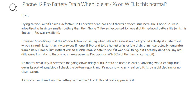 Một số người dùng iPhone 12 Pro phàn nàn tình trạng máy hao pin không rõ lý do - Ảnh 2.