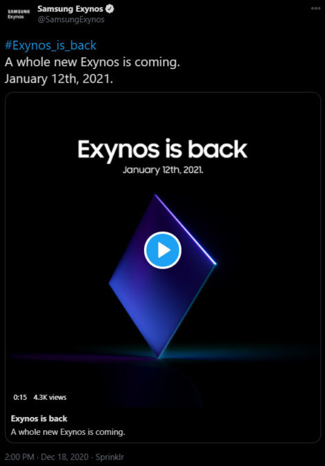 Samsung công bố sự kiện Exynos diễn ra vào ngày 12 tháng 1, ra mắt chip xử lý trang bị cho Galaxy S21 series - Ảnh 1.