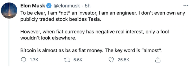 Elon Musk tiết lộ lý do Tesla đầu tư 1,5 tỷ USD vào Bitcoin - Ảnh 2.