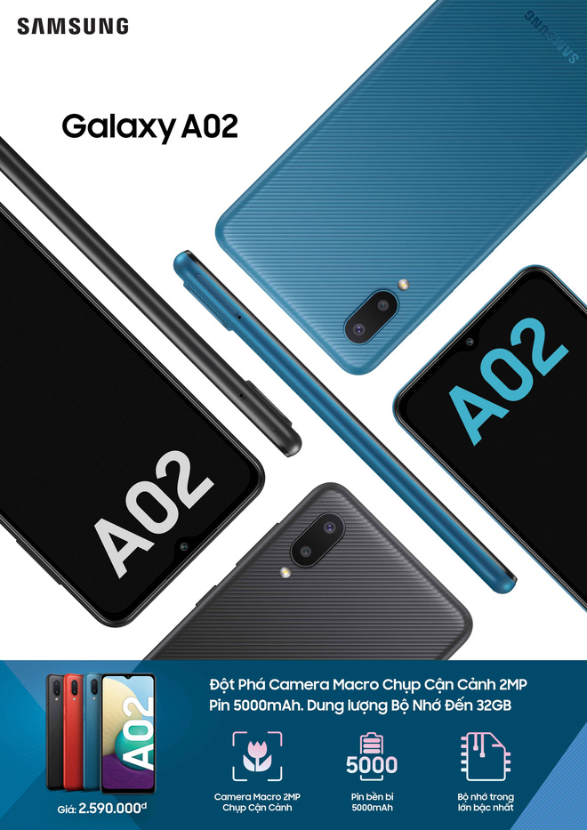 Samsung ra mắt Galaxy A02: Chip MediaTek, camera kép, pin 5000mAh, giá 2.59 triệu đồng - Ảnh 1.