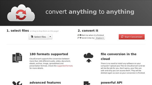 CloudConvert giúp chuyển đổi 180 định dạng file khác nhau online