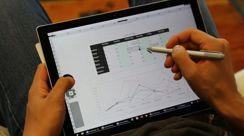 Microsoft trình diễn khả năng kết hợp kỳ ảo giữa bút cảm ứng và ngón cái trên màn hình cảm ứng tablet Windows