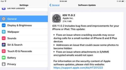 Apple phát hành iOS 11.0.2 vá lỗi âm thanh iPhone 8