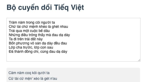 Công cụ chuyển đổi nhanh tiếng Việt thành "Tiếq Việt"