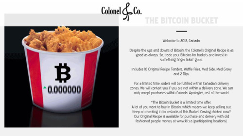 KFC Canada cho phép khách hàng mua gà rán bằng... Bitcoin