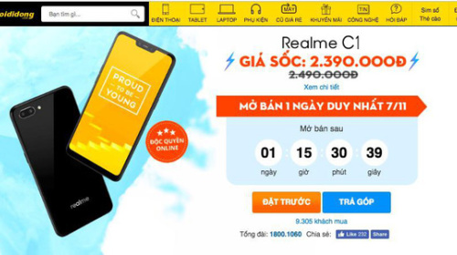 Đã có hơn 10.000 lượt đặt mua Realme C1 chỉ sau 5 ngày