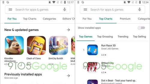 Đây là giao diện mới của Google Play Store