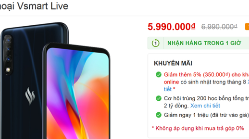 Mới ra mắt được 1 tuần, Vsmart Live đã giảm giá 1 triệu