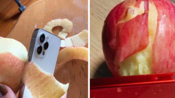 Khi muốn ăn táo mà không có dao, bạn có thể gọt vỏ bằng... iPhone 12