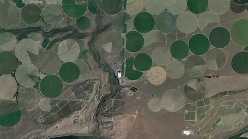 Nhìn từ ngoài không gian, mắt thường cũng có thể thấy trang trại khoai tây khổng lồ của Bill Gates