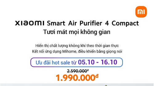 Máy lọc không khí Xiaomi Smart Air Purifier 4 Compact lọc sạch bụi mịn ưu việt